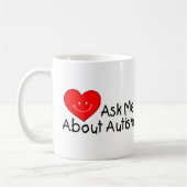 Vraag me over autisme (hart) koffiemok (Links)