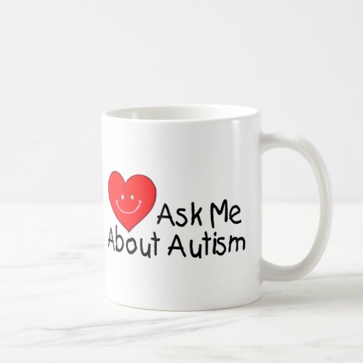 Vraag me over autisme (hart) koffiemok (Rechts)