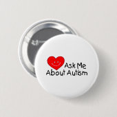 Vraag me over autisme (hart) ronde button 5,7 cm (Voorkant /achterkant)