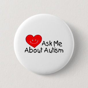 Vraag me over autisme (hart) ronde button 5,7 cm