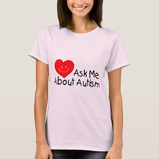 Vraag me over autisme (hart) t-shirt (Voorkant)