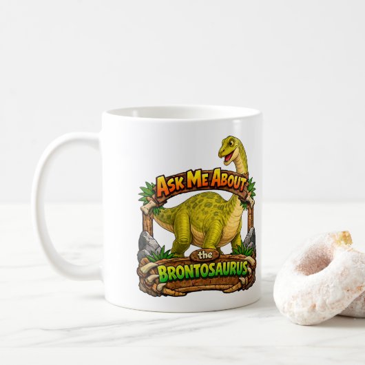 Vraag me over Brontosaurus | Warme Chocolade | Koffiemok (Met donut)