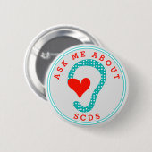 Vraag me over Button SCDS (Rode Tekst en Aqua) (Voorkant /achterkant)