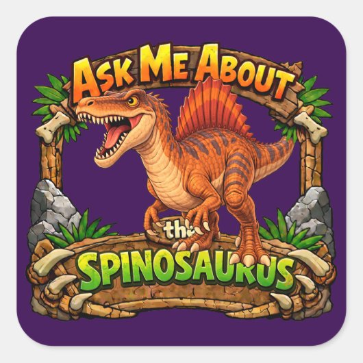 Vraag me over de Spinosaurus | 3 inch sticker (Voorkant)