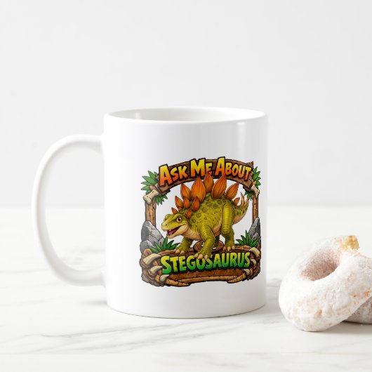 Vraag me over de Stegosaurus | Warme Chocolade | Koffiemok (Met donut)