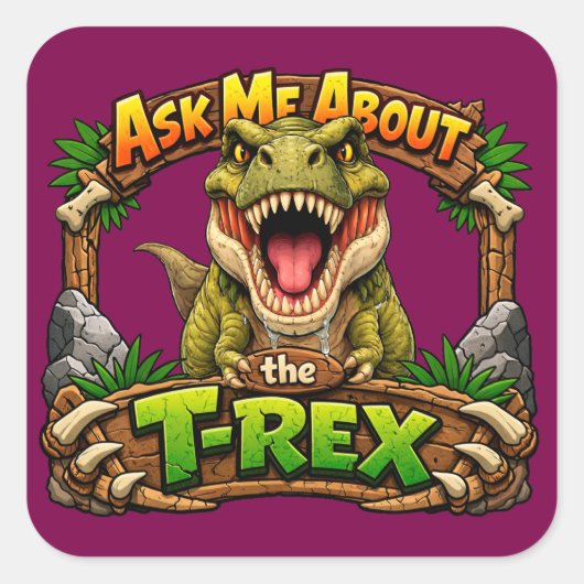 Vraag me over de T-Rex | 3 inch sticker (Voorkant)