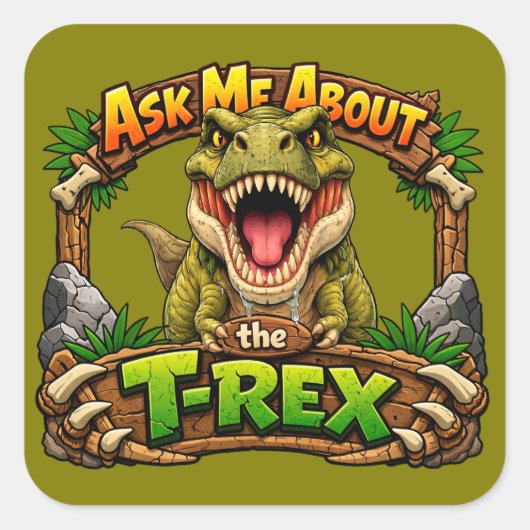 Vraag me over de T-Rex | 3 inch sticker (Voorkant)
