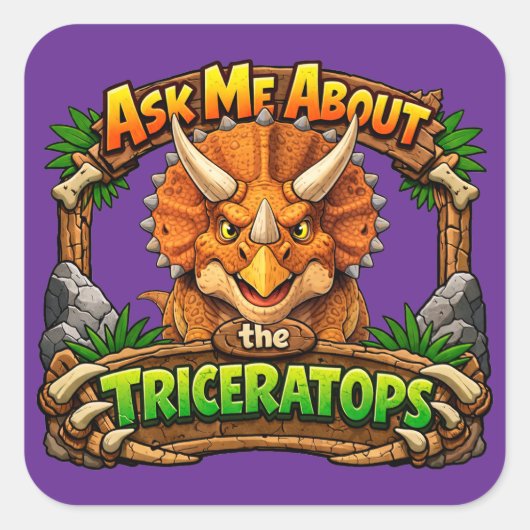 Vraag me over de Triceratops | 3 inch sticker (Voorkant)