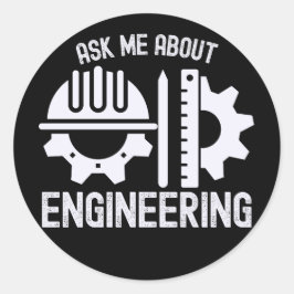 Vraag me over engineering ronde sticker