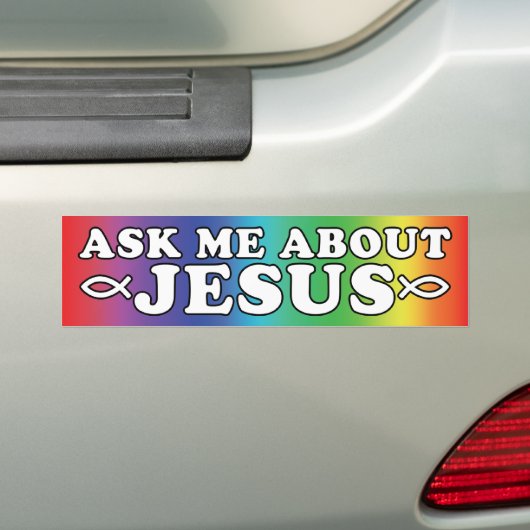 Vraag me over Jezus Bumpersticker (Op auto)