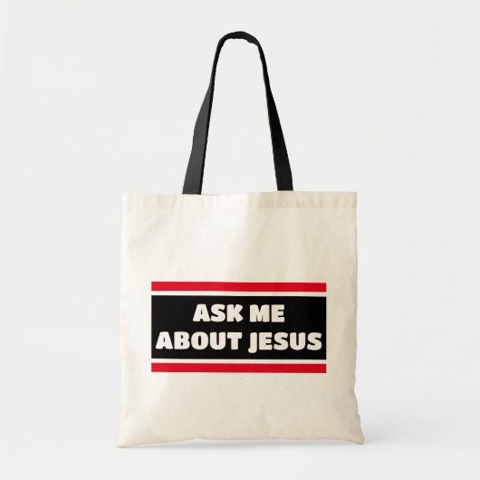 Vraag me over Jezus Evangelism Canvas tas (Voorkant)