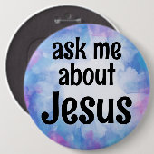 vraag me over Jezus Ronde Button 6,0 Cm (Voorkant /achterkant)