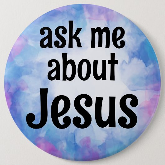 vraag me over Jezus Ronde Button 6,0 Cm (Voorkant)