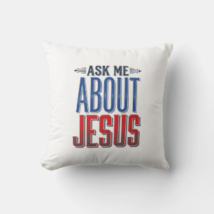 Vraag Me Over Jezus Vintage Christelijk T-Shirt On Kussen
