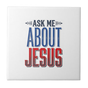 Vraag me over Jezus Vintage Christelijk T-shirt on Tegeltje