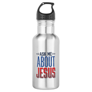 Vraag me over Jezus Vintage Christelijk T-shirt on Waterfles