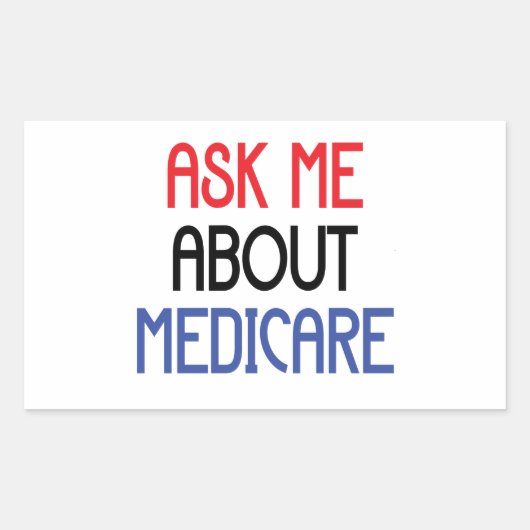 VRAAG ME OVER MEDICARE RECHTHOEKIGE STICKER (Voorkant)