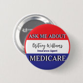 Vraag me over Medicare Rood Wit Blauw Ronde Button 5,7 Cm (Voorkant /achterkant)