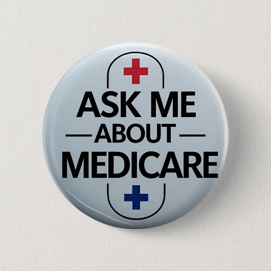 Vraag me over Medicare Rood Wit Blauw Ronde Button 5,7 Cm (Voorkant)