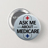 Vraag me over Medicare Rood Wit Blauw Ronde Button 5,7 Cm (Voorkant /achterkant)