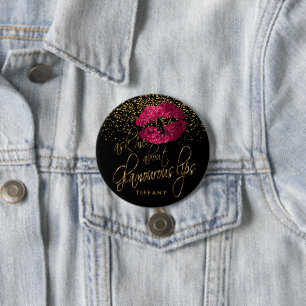 Vraag me over mijn Betoverend Heet Roze van Lippen Ronde Button 7,6 Cm