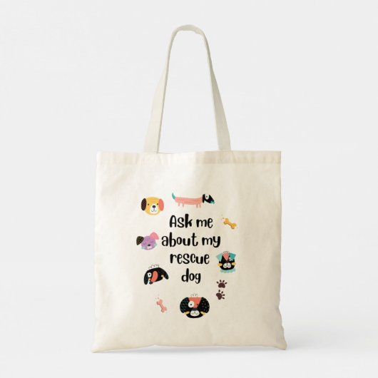 Vraag me over mijn geredde hond tote bag (Achterkant)