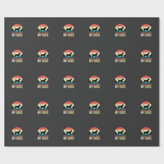 Vraag me over mijn honden Retro Sunset_1 Cadeaupapier (Vlak)
