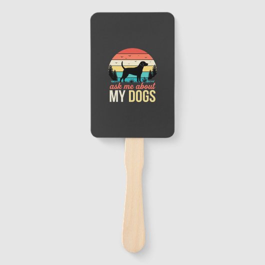 Vraag me over mijn honden Retro Sunset_1 Handwaaier (Voorkant)