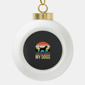 Vraag me over mijn honden Retro Sunset_1 Keramische Bal Ornament