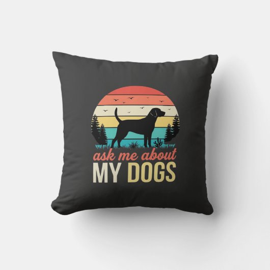 Vraag me over mijn honden Retro Sunset_1 Kussen (Voorkant)