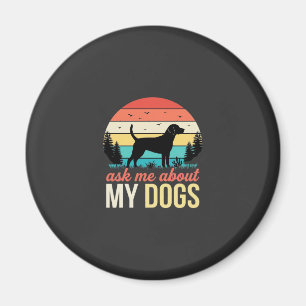 Vraag me over mijn honden Retro Sunset_1 Magneet