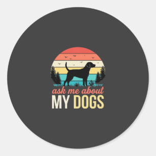 Vraag me over mijn honden Retro Sunset_1 Ronde Sticker