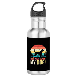 Vraag me over mijn honden Retro Sunset_1 Waterfles