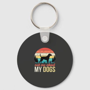 Vraag Me Over Mijn Honden Retro Zonsondergang_1 Sleutelhanger