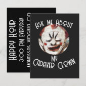 Vraag me over mijn lijkclown uitnodiging briefkaart (Voorkant / Achterkant)