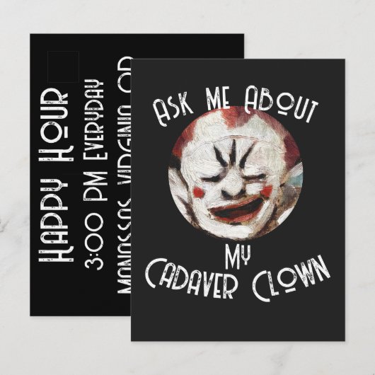 Vraag me over mijn lijkclown uitnodiging briefkaart (Voorkant / Achterkant)