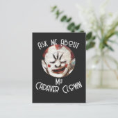 Vraag me over mijn lijkclown uitnodiging briefkaart (Staand voorkant)