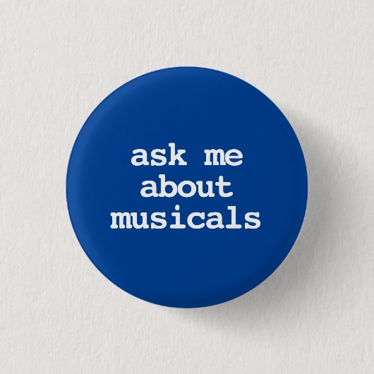 Vraag me over Musicals Typography Button (Voorkant)
