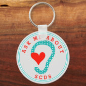 Vraag me over SCDS (Rode Tekst en Aqua) Sleutelhanger (Voorkant)