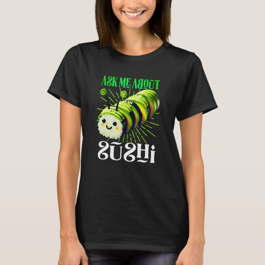 Vraag me over sushi design t-shirt (Voorkant)