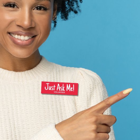 Vraag me Rode Vrijwilliger Naamplaatje