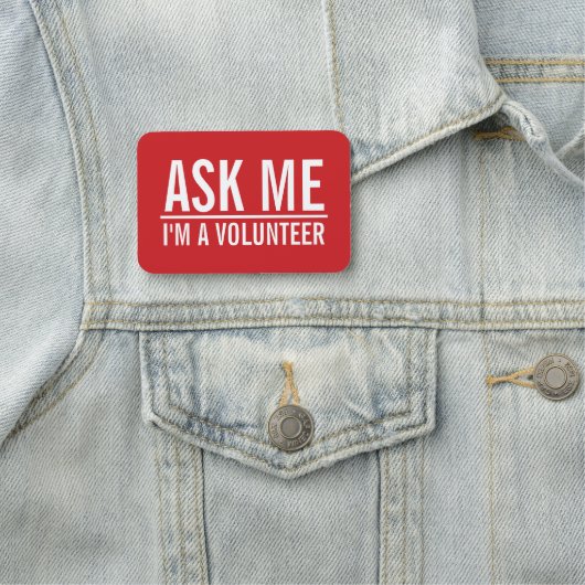 Vraag me | Rode vrijwilligers-badge Naamplaatje (In situ)
