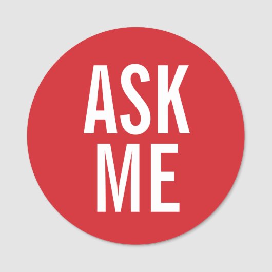 Vraag me | Rode vrijwilligers-badge Naamplaatje (Voorkant)