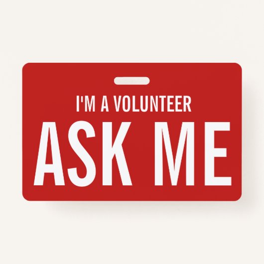 Vraag me rood Ik ben een vrijwilliger Badge (Achterkant)
