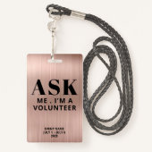 Vraag me Roos Gold Vrijwilliger Badge (Achterkant met draagriem)