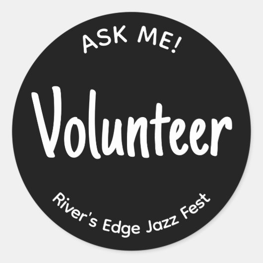 Vraag me Vrijwilligersbadge Ronde Sticker (Voorkant)