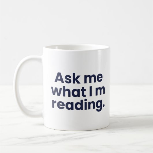Vraag me wat ik lees koffiemok (Links)