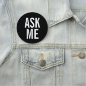 Vraag me | Zwarte-vrijwilligersbadge Naamplaatje (In situ)