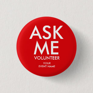 Vraag Mee Vrijwilligersactie voor Goed Doel Rood Ronde Button 3,2 Cm