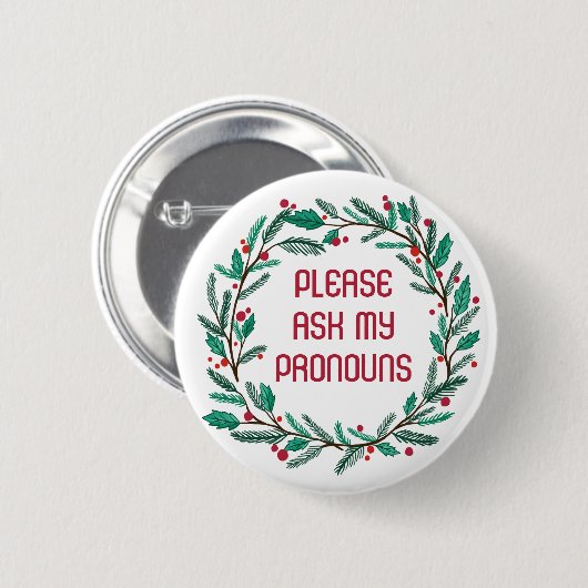 VRAAG MIJN VOORNAAMSTE KERSTKRANS CUSTOM Holiday Ronde Button 5,7 Cm (Voorkant /achterkant)